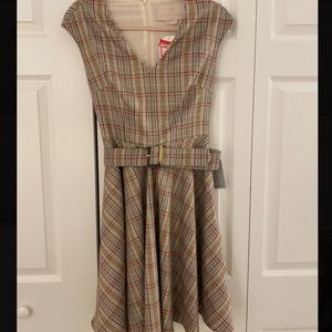 Gal meets glam belted plaid dress